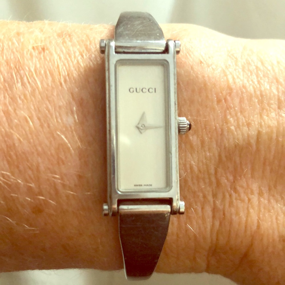 Gucci silver cuff watch